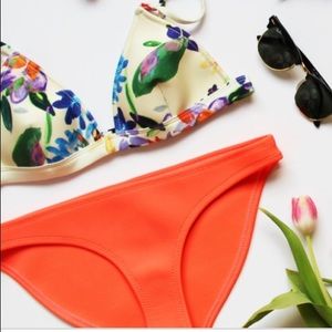 TRIANGL BIKINI - White Floral Top & Neon Bottoms